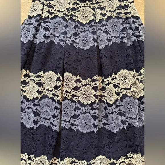Eva Franco Blue Lace Skirt Size 10 Classic - Picture 4 of 7
